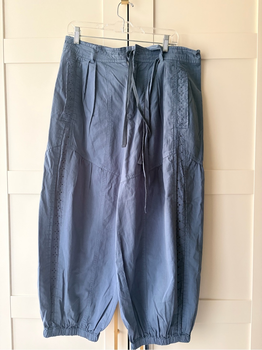 Anthropologie soft chambray blue zip-front pants